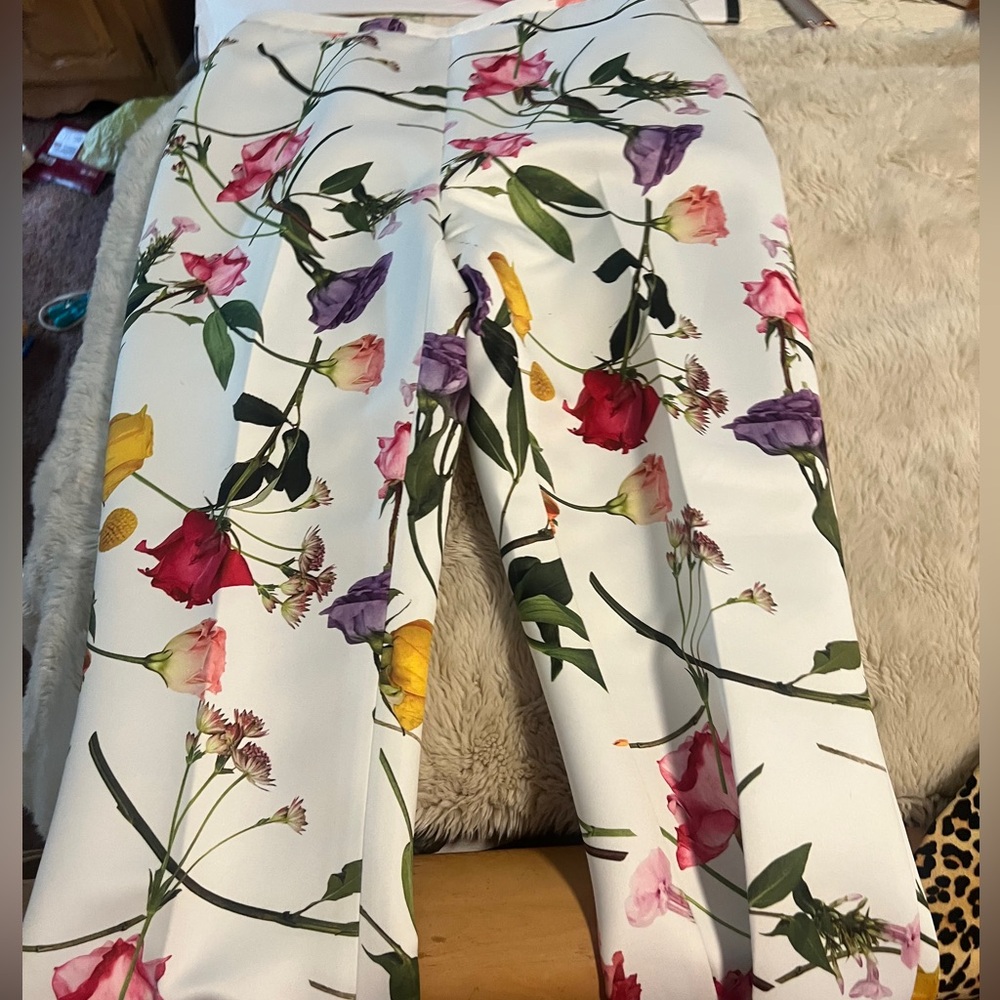 Ted Baker White Floral Straight-Leg Pants - Picture 6 of 11